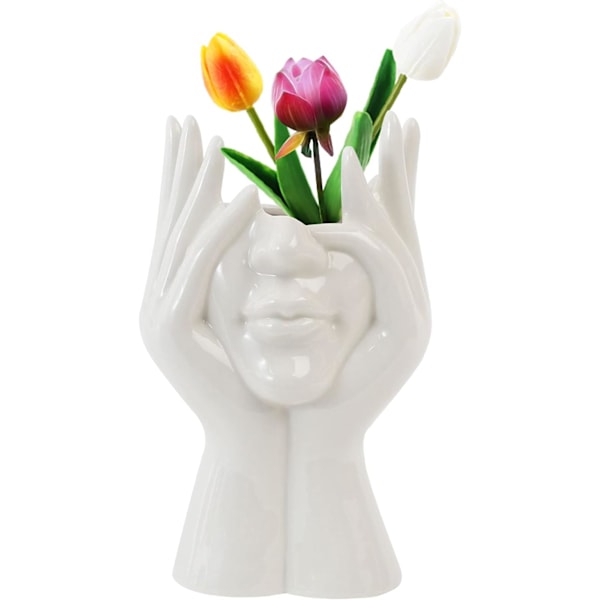 Abstrakt Kunst Hodevase: Moderne Elegant Vase Kvinneform Hode Halv Menneskekropp Blomstervase Bohemsk Dekor