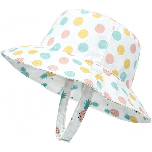 Solhatt for småbarn Sommer UPF 50+ Dobbeltsidig Brukbar Reversibel Bøttehatt for Baby
