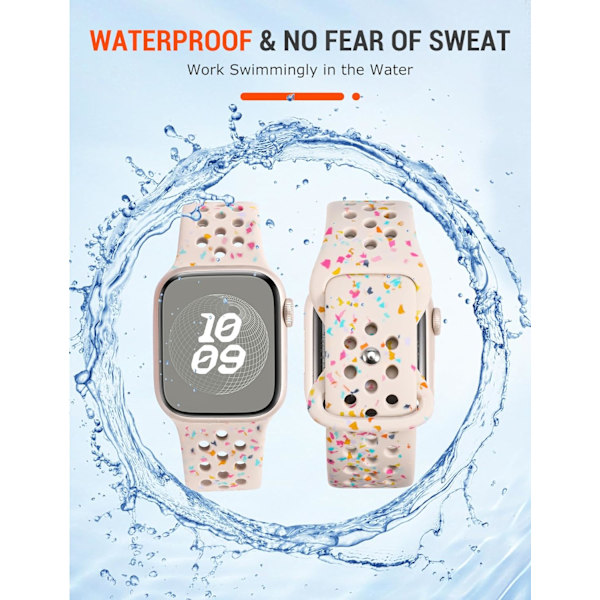 Sportband Kompatibel med Apple Watch 41/40/42/38mm, Mjuk Silikon Ersättningsarmband för iWatch 10 8 7 6 5 4 3 2 1 SE 38/40/41/42mm(Series 10)