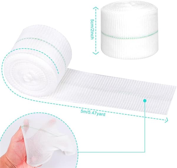 Elastisk kompressionsbandage velegnet til små lemmer, håndled og albuer; dobbeltsidet elastisk bandage; 5 cm x 5 m.
