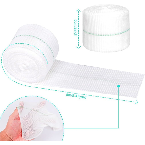 Elastisk kompressionsbinda lämplig för små lemmar, handleder och armbågar; dubbelsidig elastisk binda; 5 cm x 5 m.