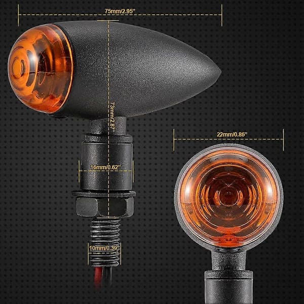 Set med 4 universella motorcykel LED-lampor, kulstil, litet format