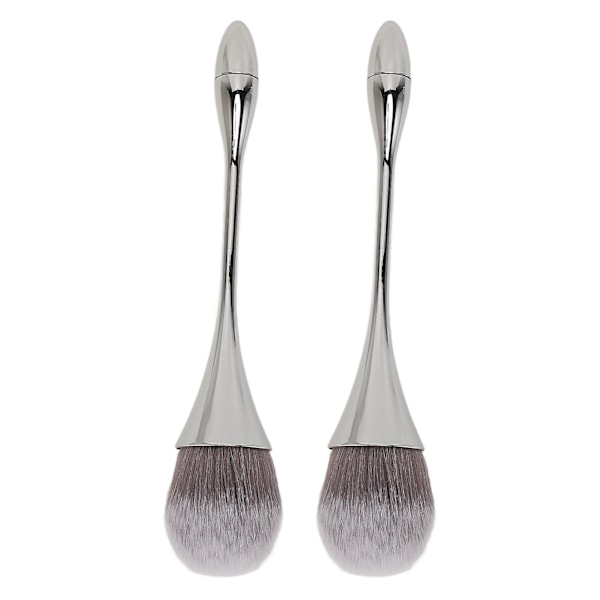 2 st Nagelkonstpulverborste Mjuka Borst Ergonomiskt Handtag Multifunktionell Pulverborste för Manikyr Användning Silver