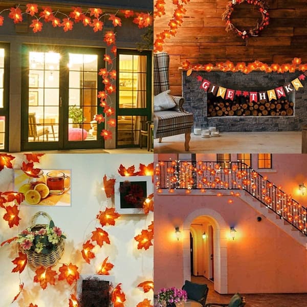 Halloween Decorations Maple Leaf String Lights Garden Lights Outdoor