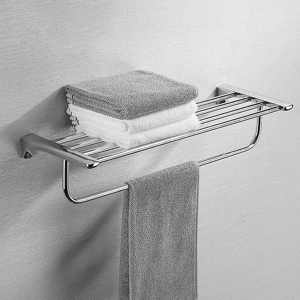 60 cm firkantet håndklestativ i messing, baderomshylle, krom
