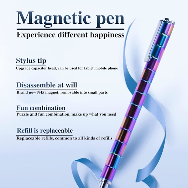 Decompression Magnetisk Penna, Magnetisk Kulspetspenna, Eliminera Tryck Fidget Leksakspresent, Magnetisk Metallkulpenna, Fidget Penna