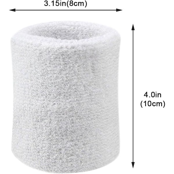 2-pack 4 tums handledsband svettband mjuka tjocka bomulls handledsband för tennis gym fotboll basket löpning