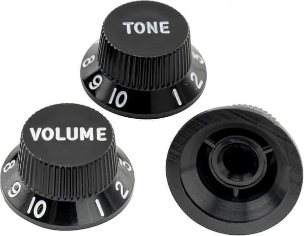 Ultra Universal Pasform Størrelse Strat Knapper 2 Tone 1 Volume Sæt til Fender Stratocaster ST Style Elektrisk Guitar, Sort