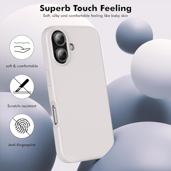 Silikonikuori Yhteensopiva iPhone 16 Kuoren Kanssa Pehmeä Erittäin Ohut Suojaava Iskunkestävä Nestemäinen Silikonipuhelinkuori, 6.1\" Valkoinen