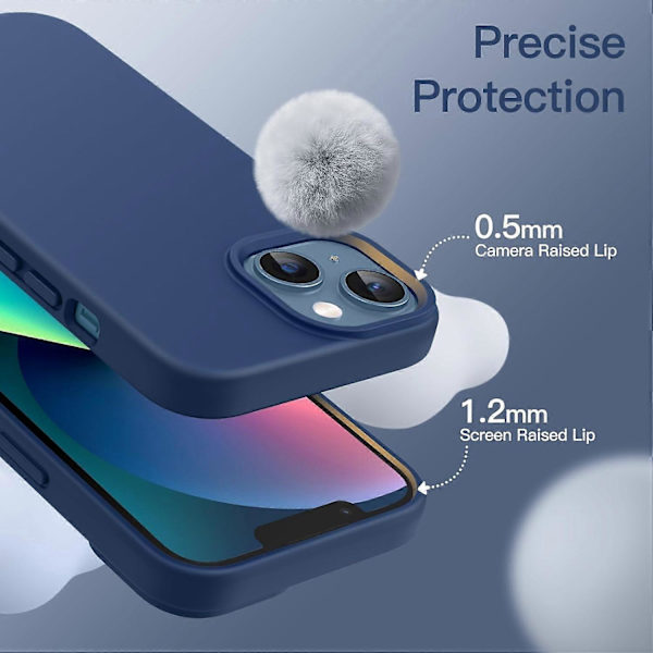 Silikone Etui Kompatibelt med iPhone 13 6.1-tommer, Silkeblødt Touch Fuld-krops Beskyttelsesetui, Stødsikkert Cover med Mikrofiberforing (Koboltblå)