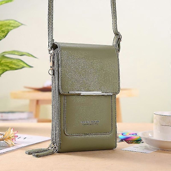 Crossbody Mini Mobiltelefonväska i PU-läder, Mini Mode Axelplånbok med Kreditkortsfack