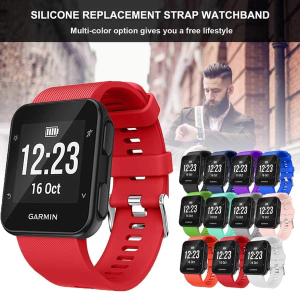 Blød silikone udskiftningsrem til Garmin Forerunner 35 Smart Watch, passer til 130-230 mm håndled, rød