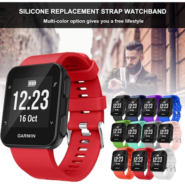 Mjukt silikonersättningsarmband för Garmin Forerunner 35 Smart Watch, passar 5,11-9,05 tum (130-230 mm) handled Röd