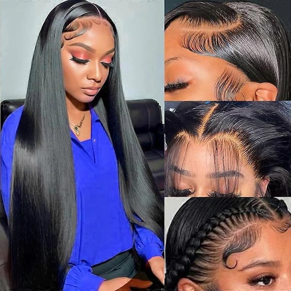 Lace Front Peruker Äkta Hår Förplockad 180 Densitet Rakt