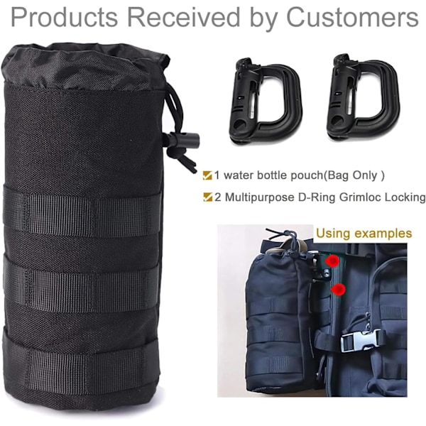 3-pack taktiska midjeväska, 3-pack midjeväska med nyckelring för utomhusbruk, camping, vandring, cykling, klättring, svart, retro