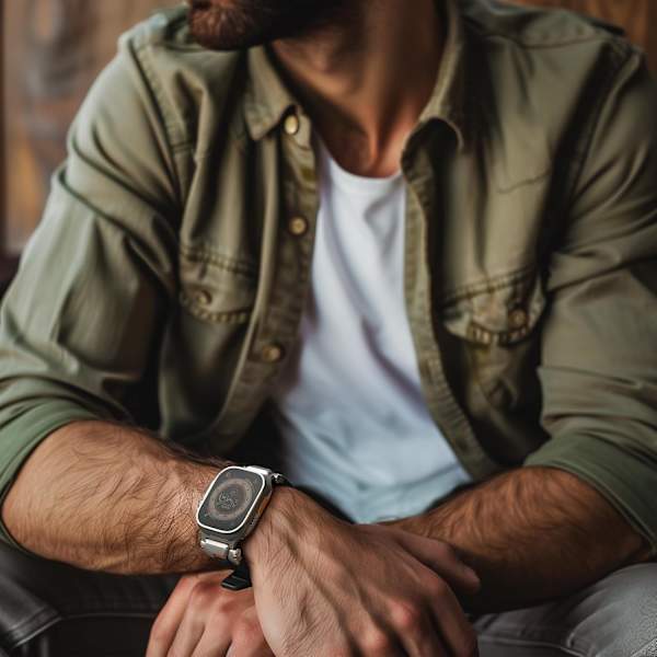 Kompatibel med Apple Watch Ultra 2/Ultra 49mm armband för män Serie 9/8/SE 2/7/6/SE/5/4/3 49mm/45mm/44mm/42mm Sportarmband Titan Svart