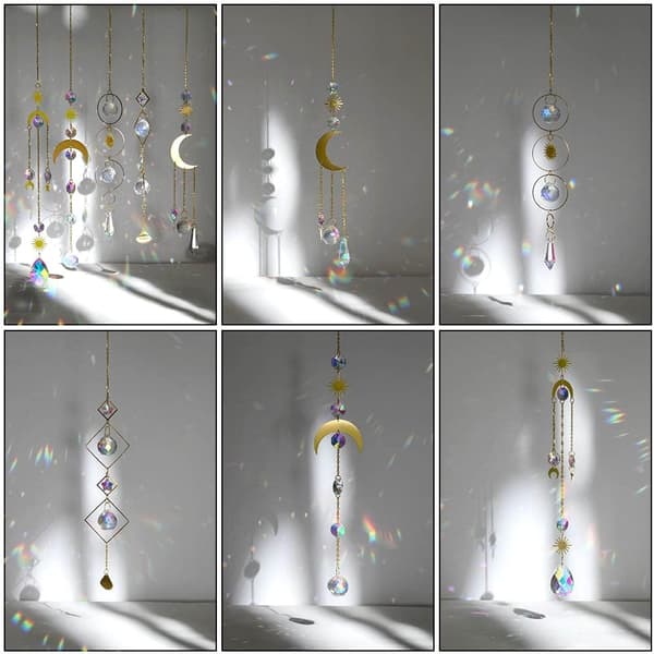 5 stk. Regnbue Prism Suncatcher, Solfangere Regnbue Suncatcher Krystal
