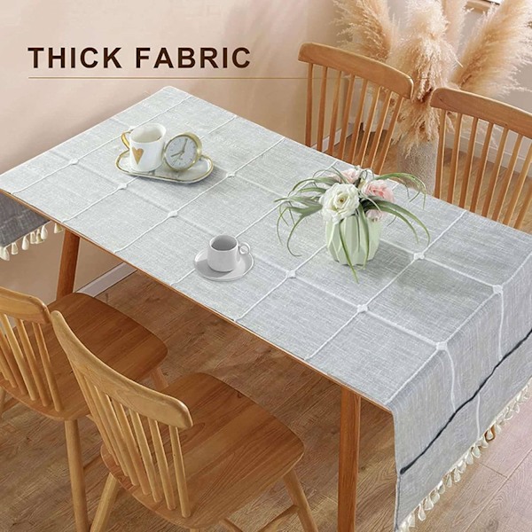 Avtorkbar linneduk med fickor, rektangulär soffbordsskydd, bordslöpare - 50x145cm ljusgrå