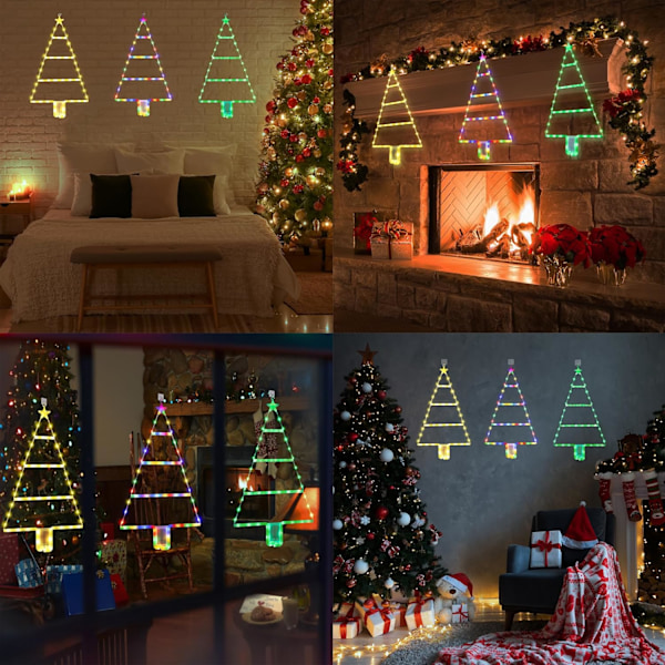 Batteridrevne Julelys - 93cm LED Stige Julelys, 8 Tilstande, Stige Juletræslygter til Julepynt Warm White