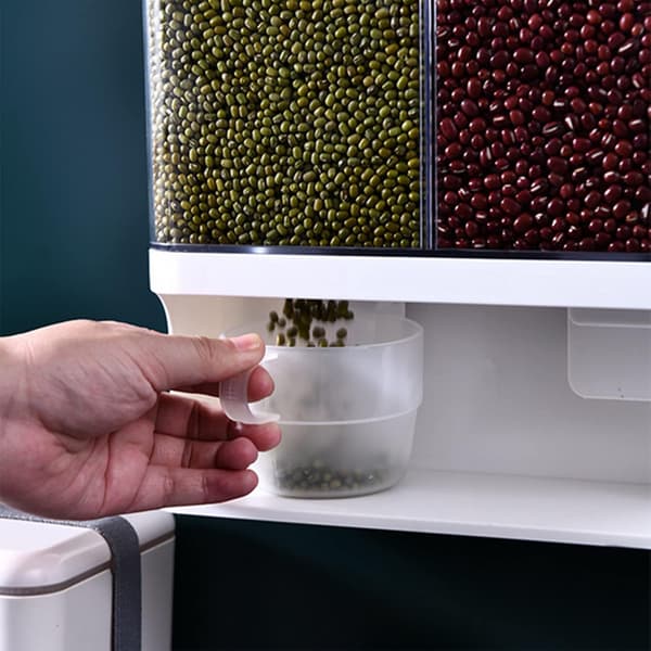 Torrfoderdispenser, Transparent väggmonterad i plast med förseglat lock, för spannmål, ris, godis, kaffebönor (3000ml)