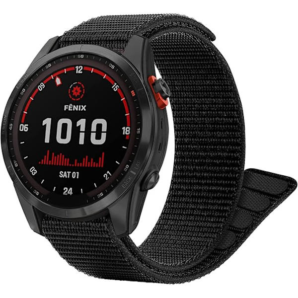 Velcrorem til Garmin Fenix 7S/ Fenix 6S/Fenix 5S, 20mm Justerbar Flettet Nylon Armbåndsrem Sort
