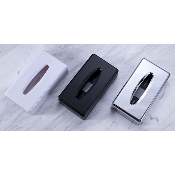 Servietdispenser Sort, rektangulær ansigtsservietdispenserholder Kleenex flad servietdispenser badeværelsesbordplader (sort)