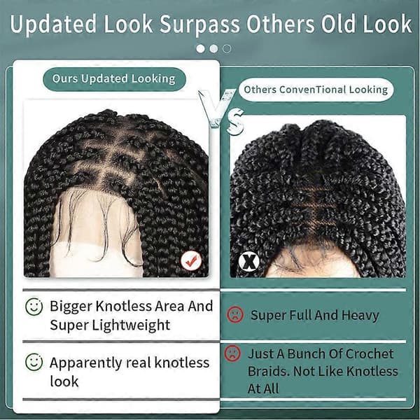 Box Braid Peruk för Kvinnor Knutfri Flätad Peruk Spets Frontal Peruk