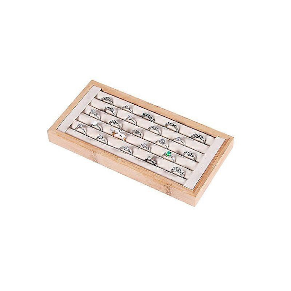 Ringholder i bambus, ringdisplaystand, smykkeorganisator