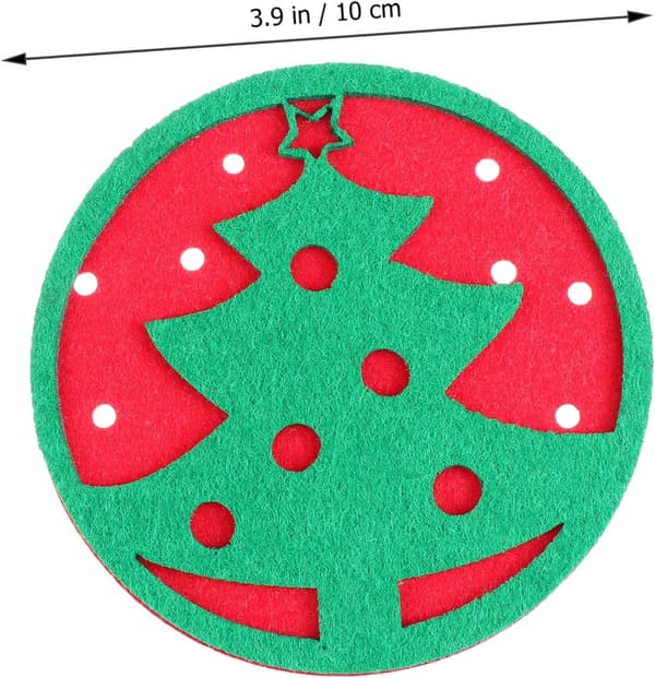 10 stykker jule-underkopper, jule-koppunderlag, koppunderlag i filt, underlag for kopper