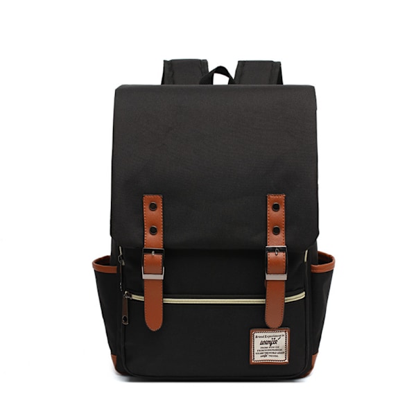 Unisex Vintage Unisex Casual Skolväska Resväska Laptop Ryggsäck Dagryggsäck Tablet Väskor (Svart) (1-pack)
