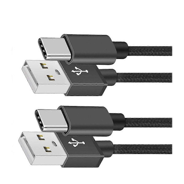 2 stk. USB C-kabel Type C Hurtigopladningskabel til Samsung Galaxy A12 / A32 / A42 / A52 / A72 Nylonflettet Android-telefonopladerledning Synkroniseringsledning (1 m