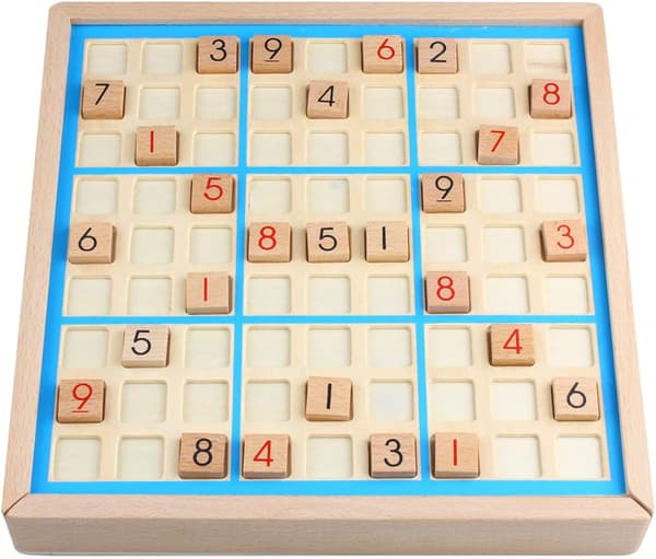 Trænummerpuslespil Sudoku Brætspil - Blå