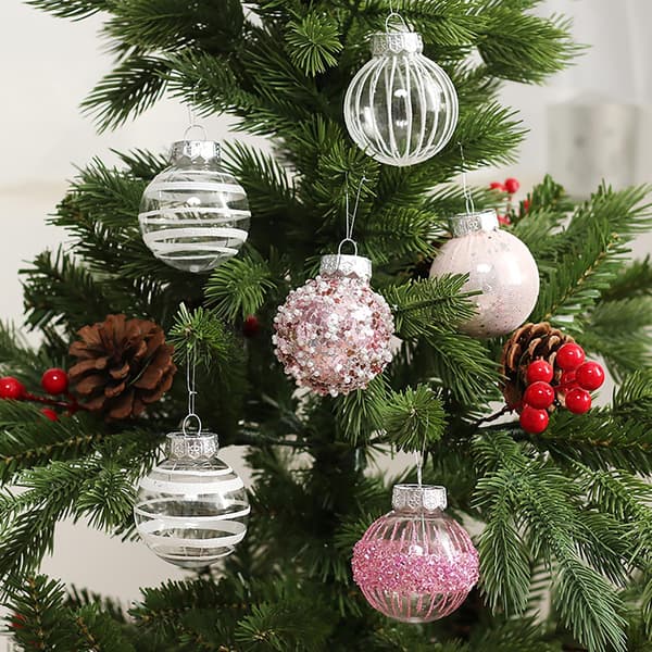 Julepynt til juletreet 25 stk Svarte og Gull Julepynt 6 cm Knusefrie Julepynt til Juletreet Julekuler Pink