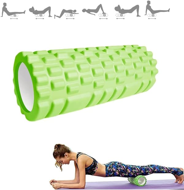 Massage Roller, Foam Roller til Muskelterapi og Massage, Fitness Foam Roller, Foam Roller til Smertelindring og Træning, 33x14cm, grøn