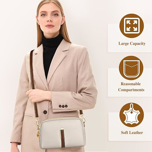 Liten Crossbody Väska för Kvinnor, Läderhandväskor, Damtelefonväska med Justerbar Bred Rem, Mode Axelväskor med Dragkedja Style 2