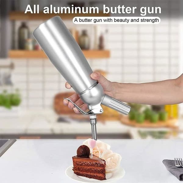 Professionel flødesifon 500 ml Flødesifon Køkkensifoner med 3 dyser i aluminium rustfrit stål til mousser og KLOKKE