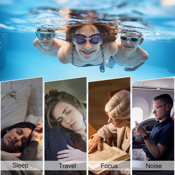 Simöronproppar, 3 par vattentäta återanvändbara silikonöronproppar för simning, surfing, snorkling och andra vattensporter