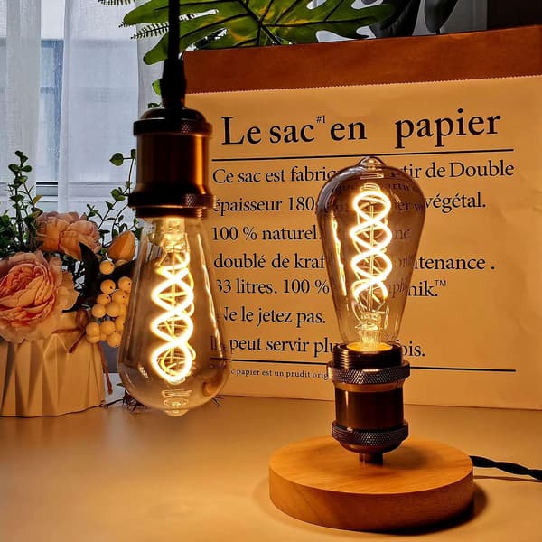 Lumière Vintage Dimbar 6W LED ST64 Varmvit 2700K 360lm E27 - Edison Stil - 4-pack - Grå [Energiklass E]