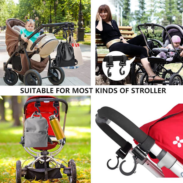 4 strollers krokar klämmor barnvagn 360 graders roterande barnvagn shopping krokar
