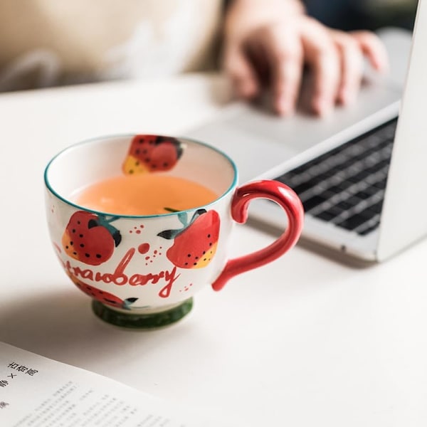 Håndmalet 440 ml Porcelæns Keramikkrus Håndlavet Nyhedskop (Sommerfugl)
