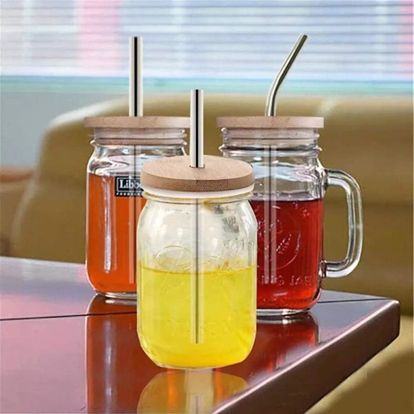 4-pack 86 mm bred öppning Bambu Mason Jar Lock med Sugrörshål Återanvändbara Bambulock Läcksäkra Glas Konserverings Dricksförvaringsburkar Lock