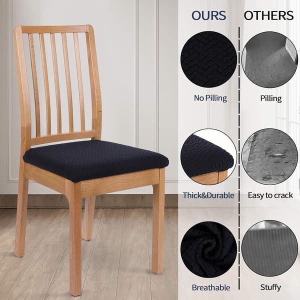 Stolsöverdrag, Set om 2, Stretch Stolsöverdrag, Stolsöverdrag för Matstolar, Tvättsbara Stolsöverdrag Black