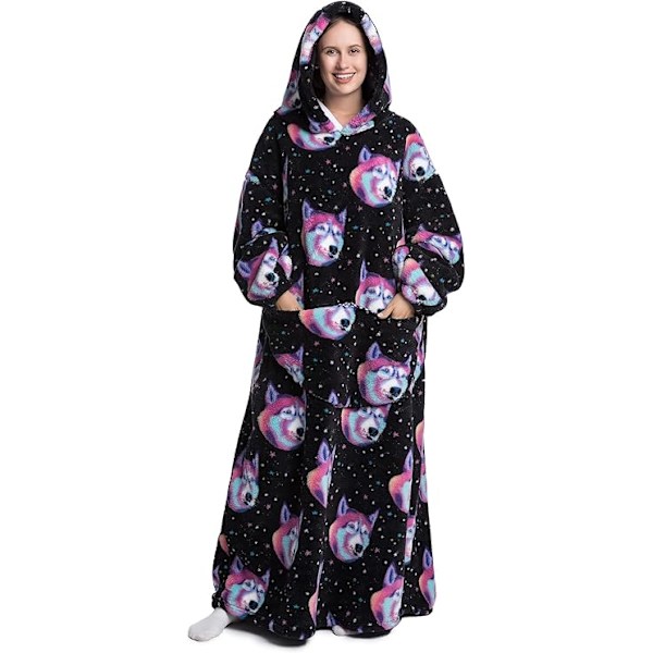 Ekstra Lang Oversized Blanket Hoodie, Hætteklædt Bærbar Tæppe med Ærmer til Kvinder og Mænd, Kæmpe Sweatshirt Voksen med Lomme