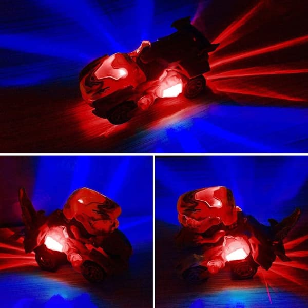 Elektrisk Automatisk Dinosaur Transformerende Bil Leke med Blinkende Lys og Lyd RØD