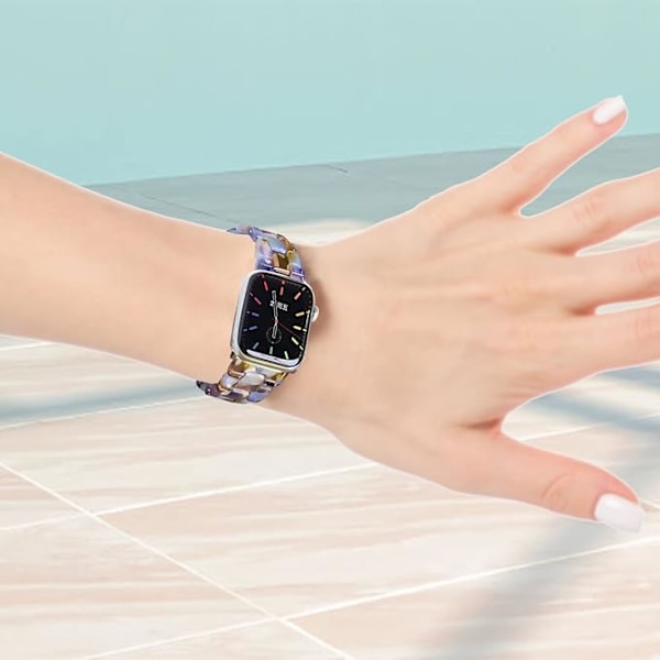 Smal Resin Armband Lyx för Dam Flickor Kvinnor, Kompatibel med Apple Watch Series 8 7 41mm, Series 6 5 4 SE 40mm, Series 3 2 1 38mm