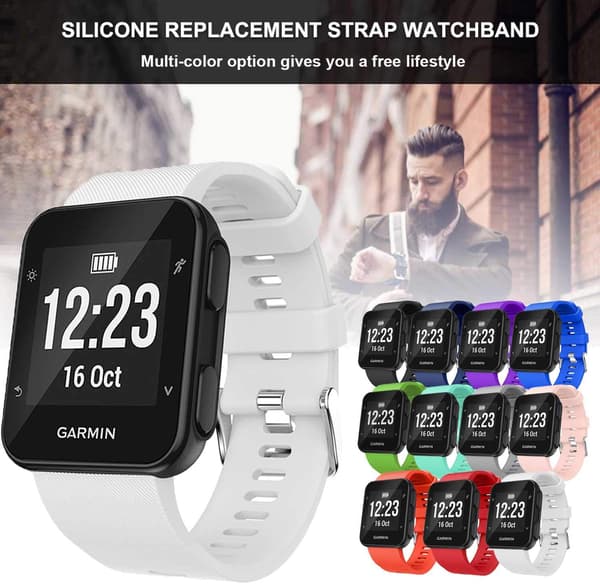 Blød silikone udskiftningsrem til Garmin Forerunner 35 Smart Watch, passer til 130-230 mm håndled, hvid