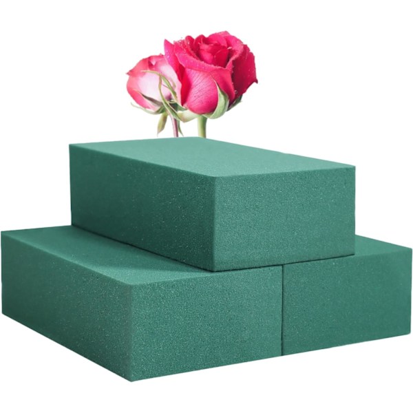 Floral Foam Block 3-pack Grön Våt & Torr Blomsterskum för Färska (22 * 10 * 7CM) & Konstgjorda Blomsterarrangemang, Växtskum