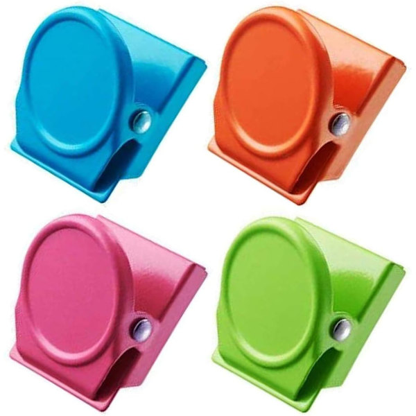 4 Magneettista metalliklipsiä, värilliset magneettiklipsit, täydelliset jääkaappimagneetit, keittiömagneetit, valkotaulumagneetit