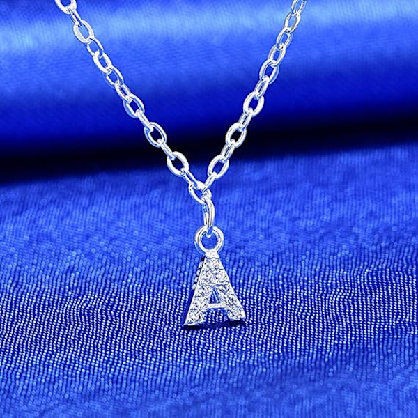 Silver A Initial Kristallhänge Halsband Kedja Choker för Kvinnor Dam Flickor