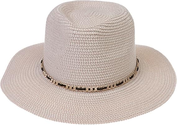 Sommarhatt i Halm, Bredbrättad Vikbar Dam & Herr, En Storlek, Strandhatt E pink + beige